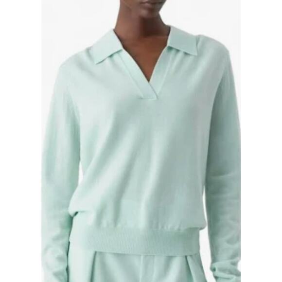 CLOSED Wool Cashmere Long Sleeve Polo Sweater Top Fresh Mint Shopbop XS $295 - Picture 1 of 10